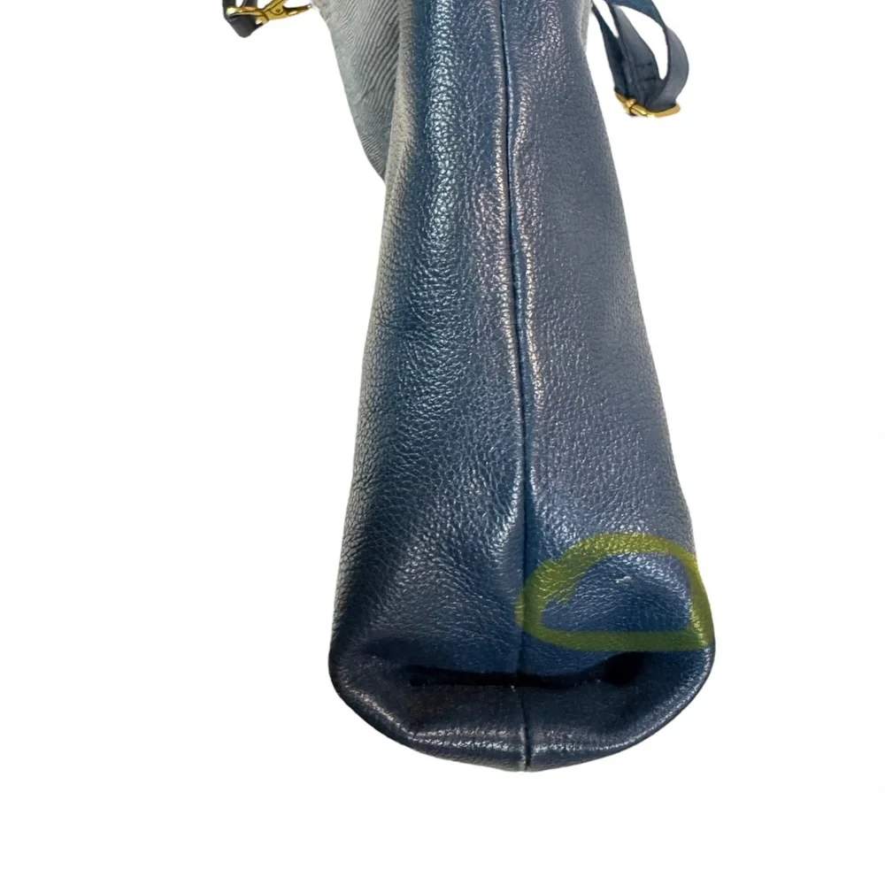 Fossil Amelia Hobo Shoulder Bag Cow Hide Leather‎ Twilight Blue Gold Hardware